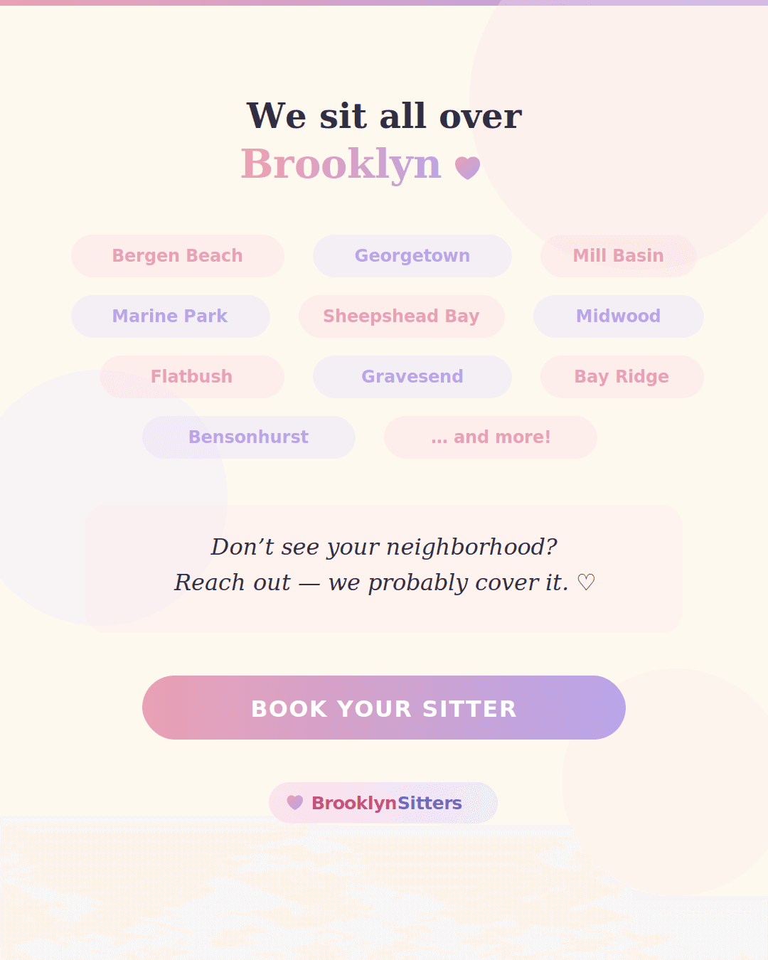 Brooklyn Sitters service areas — Bergen Beach, Marine Park, Flatbush and more